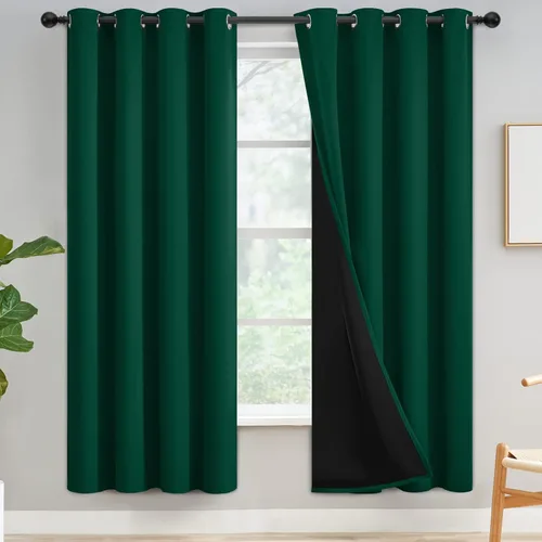 Miniatura 344 de Yakamok Cortinas negras, cortinas de ventana con aislamiento térmico y eficiencia energética para dormitorio, cortinas opacas completas y cortinas