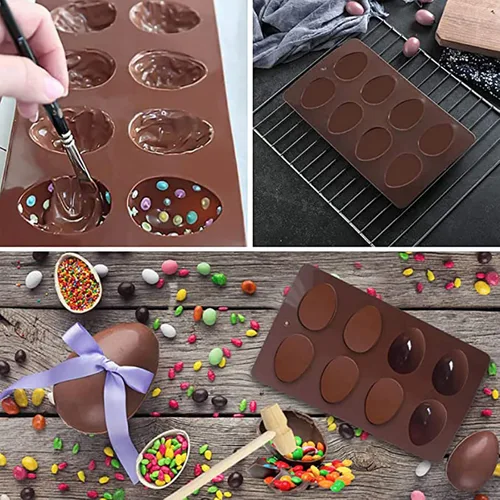 Miniatura 6 de 2 piezas de moldes de silicona en forma de huevo, moldes de silicona para gelatina, galletas, chocolate y caramelo para hornear para decoración