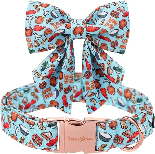 Miniatura 25 de Unique style paws Collar de perro de color verde sedoso, ajustable, duradero, con lazo para boda, collar de pajarita para cachorros y gatos pequeños