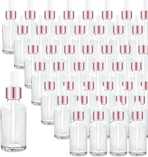Miniatura 22 de Paquete de 48 Botellas Cuentagotas de Vidrio Transparente de 1 oz, Botellas Cuentagotas con Cuentagotas de Vidrio para Aceites Esenciales, Perfumes