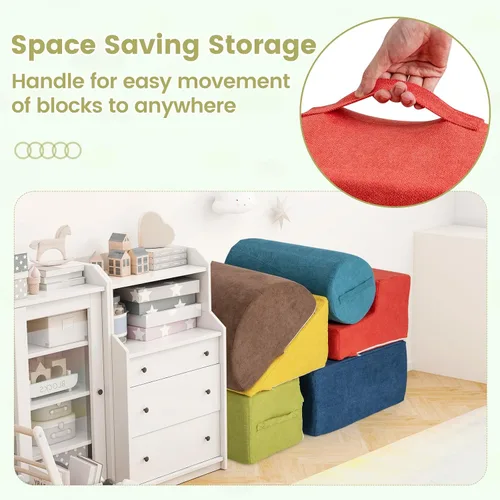 Miniatura 7 de INFANS Juguetes de escalada para niños pequeños, juego de 6 piezas de bloques de espuma suave para trepar y gatear con estructura de actividad