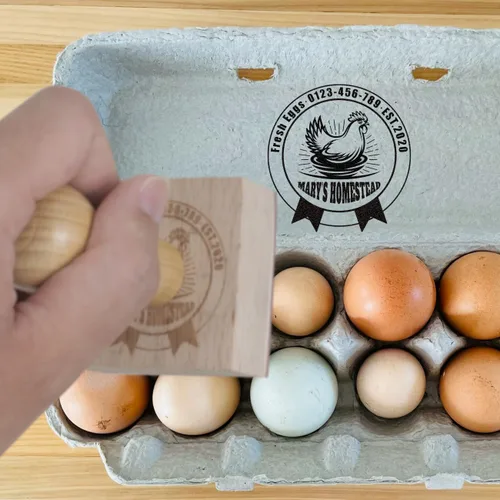 Miniatura 6 de Sellos de cartón de huevos personalizados, 4 tamaños, sello de pollo personalizado, 12 diseños, sello de goma para cartón de huevos, sellos