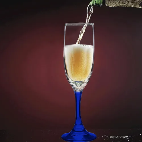 Miniatura 6 de DISCOUNT PROMOS Premiere - Juego de 10 copas de champán de 6.25 onzas, paquete a granel, elegantes vasos para bodas, eventos y regalos Blanco - Azul