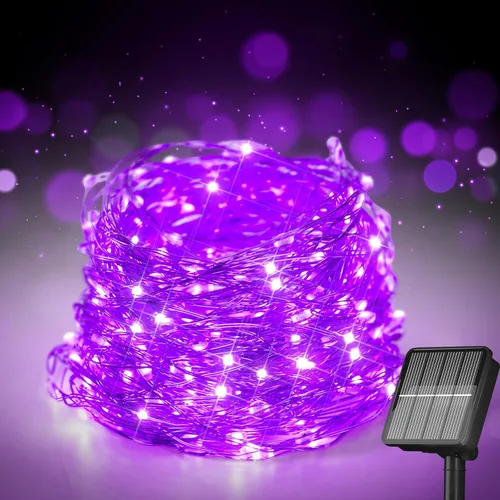 Miniatura 9 de Selarlyt Guirnalda de 200 luces LED solares de 72 pies para exteriores, luces de hadas solares para exteriores, impermeables, con 8 modos, luz