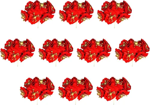 Wnvivi 120 flores de Pascua de Navidad, 4.7 pulgadas, flor de pascua roja de 4.7 pulgadas, adornos de árbol de Navidad, adornos de flores de pascua