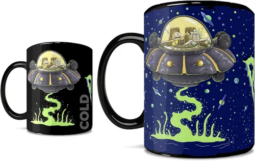 Miniatura 11 de Morphing Mugs Rick and Morty – 3D Green Portal – Una taza de cerámica que cambia de color de 11 oz – Imagen revelada cuando se añade líquido