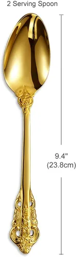 Miniatura 2 de KEAWELL Cuchara grande de servicio de 2 piezas, acero inoxidable 18/10, cuchara de servir fina y grande, cucharada resistente, apta para Dorado