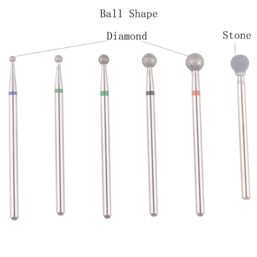 Miniatura 2 de Brocas de uñas limpias para cutículas en forma de bola, 6 piezas para preparación de uñas Broca de uñas de piedra de diamante para manicura