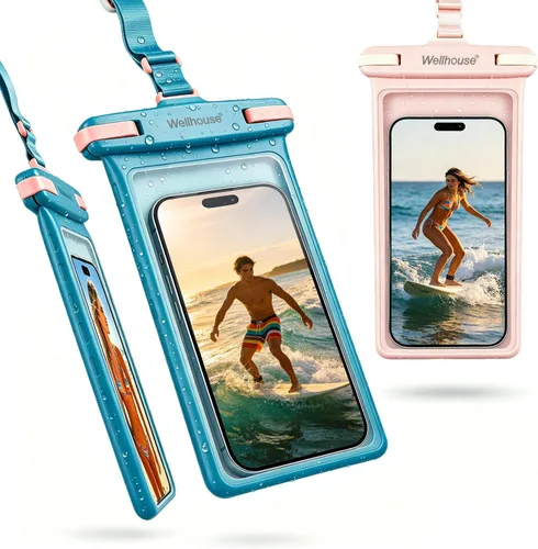 Miniatura 7 de wellhouse Bolsa impermeable para teléfono, Funda impermeable para teléfono para iPhone 16 15 14 13 12 Pro Max XS Samsung, Bolsa seca para celular 1