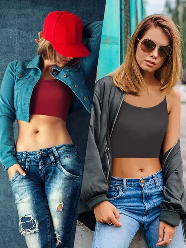 Miniatura 4 de 8 piezas Crop Cami Top para las mujeres correa de espagueti sin mangas camiseta Racerback Tops para deportes Yoga Día de San Valentín