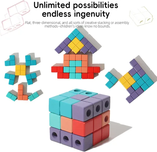 Miniatura 4 de Rompecabezas de bloques de madera, juego de apilamiento de juguetes Montessori, rompecabezas educativos preescolares para niños pequeños y niños