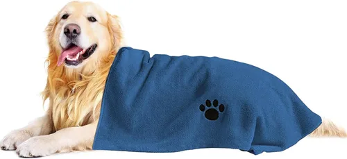 Puomue Toallas de microfibra para perros secados, súper absorbentes y suaves, 40 x 23.6 pulgadas, perfectas para perros grandes, medianos o Azul