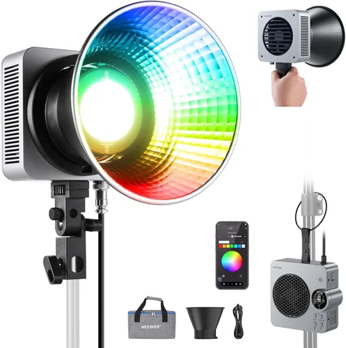 Miniatura 11 de NEEWER HB80C RGBWW - Luz de video LED con batería integrada de 72 Wh y carga rápida PD de 100 W, iluminación de salida continua COB Mini RGB de 80