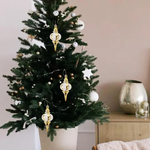 Miniatura 3 de Amosfun Adornos colgantes para árbol de Navidad, 4 piezas de colgantes de calabaza pintados, decoraciones de Navidad para árbol, mesa, chimenea
