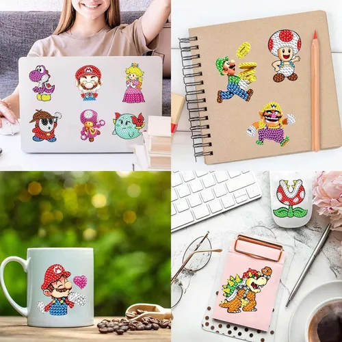 Miniatura 4 de PICNICFUN Kit de calcomanías de diamantes para niños, 24 piezas 5D DIY lindos personajes y animales de dibujos animados hechos a mano digital