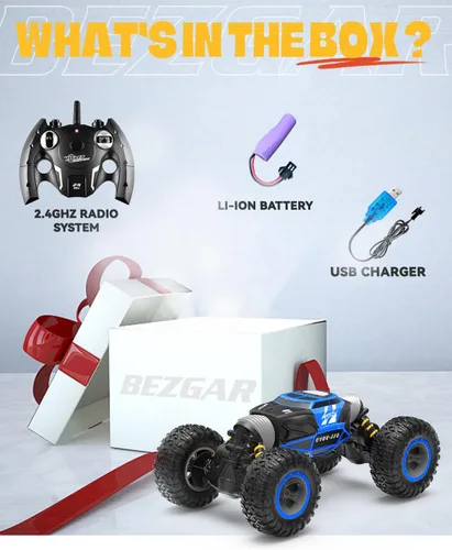 Miniatura 4 de BEZGAR TD141 Coche de Control Remoto - Escala 1:14 4WD Todo Terreno RC Grandes Coches para Niños, 2.4GHz Coches de Acrobacias Transformables, Azul