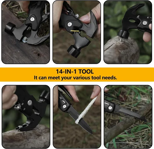Miniatura 5 de martillo multiherramienta 14 en 1 multiherramienta para hombres camping multiherramientas al aire libre llave martillo alicates 5.4 "EDC