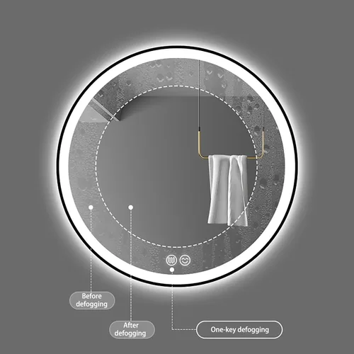 Miniatura 2 de Espejo de baño negro, espejo de baño con luces LED, espejos de baño montados en la pared, luz LED regulable de 3 colores, con control táctil por