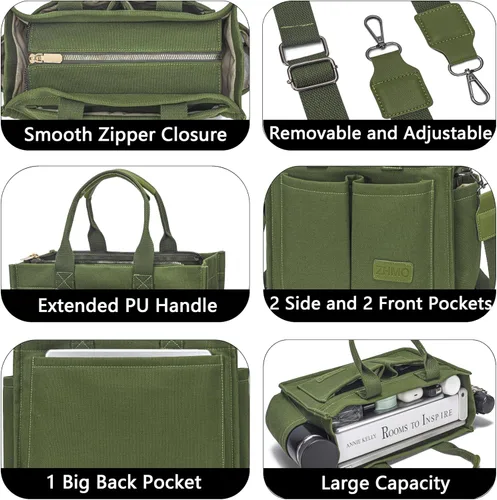 Miniatura 4 de Bolso de mano para mujer con compartimentos, bolso grande de lona para mujer, bolso cruzado de trabajo, portátil, bolsa de libros, bolsos de hombro