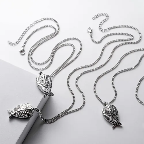 Miniatura 3 de Paquete de 3 collares de urna para cenizas, joyería de cremación conmemorativa para cenizas, alas de ángel plateadas y negras para cenizas, urna