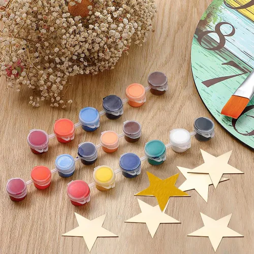 Miniatura 6 de 100 piezas de estrellas de madera de 2 pulgadas con forma de estrellas de madera sin terminar, recortes de estrellas de madera en blanco