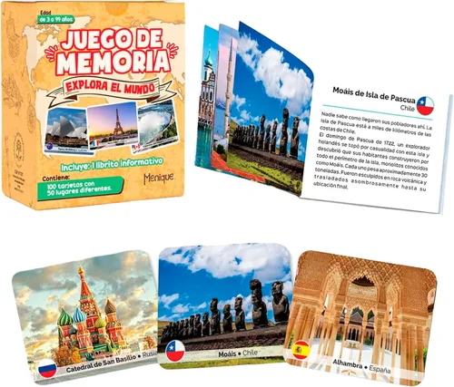 Miniatura 16 de Menique Flags of The Americas Juego de Memoria de Banderas de las Américas – Edición en Español – 70 Tarjetas (35 Parejas) con Banderas, Países