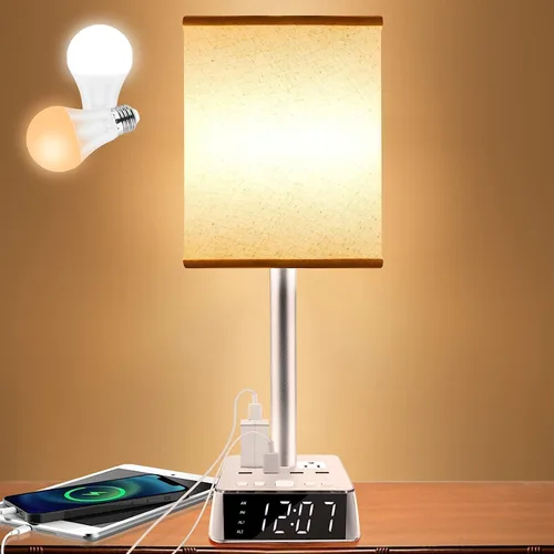 Miniatura 9 de Yostyle Lámpara de escritorio LED con 4 puertos de carga USB y 2 salidas de CA, estación de tira de alimentación con cable de extensión de 5 pies
