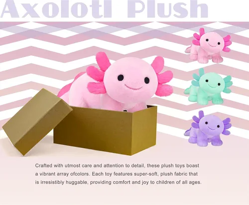 Miniatura 7 de Axolotl - Peluche suave y lindo de ajolote, muñecas de peluche Kawaii para niños, regalo para niñas y niños (verde)
