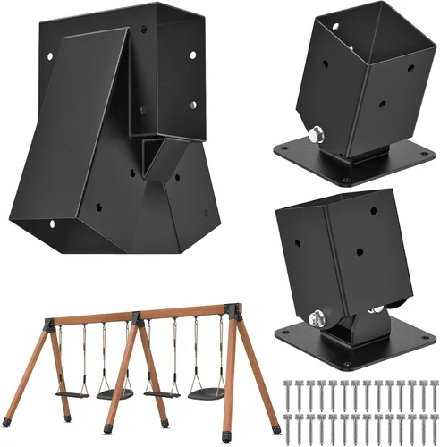 SELEWARE Juego de soportes de columpio de alta resistencia, kit de accesorios de columpio con marco A, 1 soporte medio y 2 soportes de base de