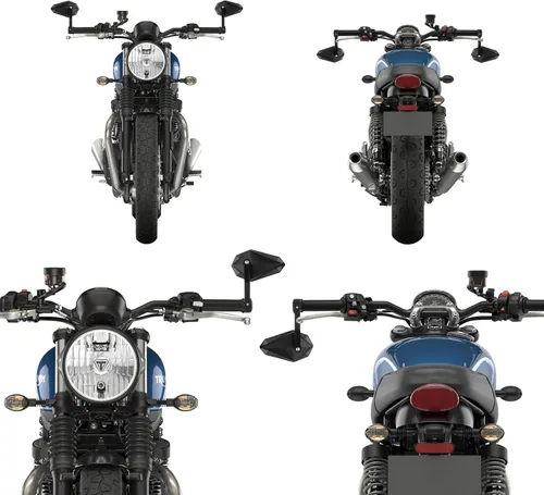 Miniatura 8 de LKV Espejos de extremo de barra de motocicleta de 7/8 pulgadas de 0.866 in – Espejos retrovisores laterales de motocicleta anti-azul 360 grados CNC