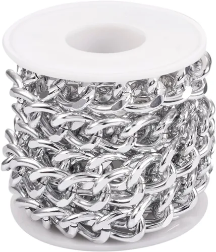 Beadthoven - Cadenas gruesas de aluminio de 6.56 pies de ancho, eslabones trenzados ovalados cruzados para bricolaje, cadenas de joyería gruesas sin