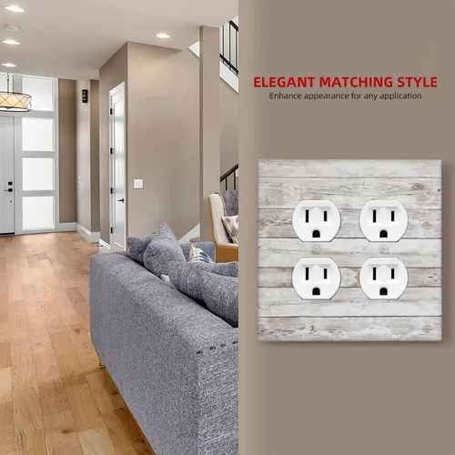 Miniatura 676 de Placa Decorativa de Pared de Granja Rústica con Cuerno de Madera para Puerta de Granero 1 Banda Duplex Cubiertas de Toma Eléctrica Soltera