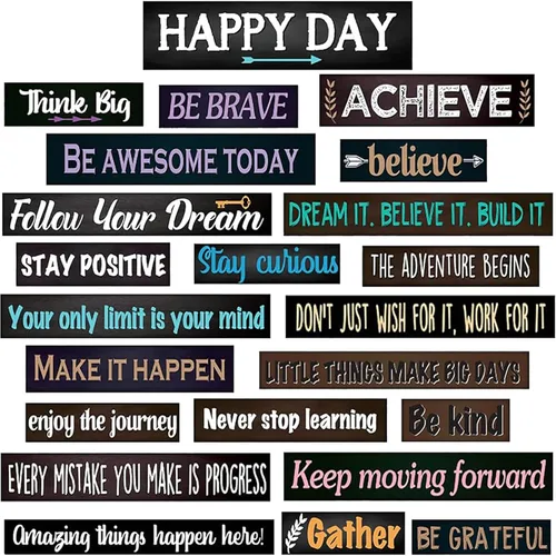 23 piezas inspiradoras para tablón de anuncios, carteles motivacionales para aula, citas laminadas, afirmación positiva, carteles motivacionales con