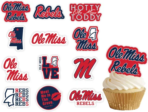 Miniatura 31 de Decoraciones para cupcakes de la Universidad de Alabama, suministros para fiestas de fútbol americano, cumpleaños, graduación (24 piezas)