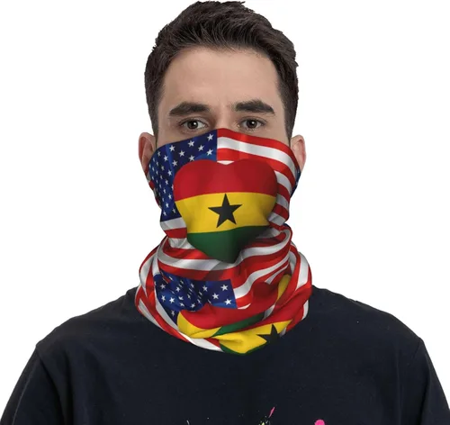 Miniatura 3 de Neck Gaiter Ghana Ghanaian American Flag USA Love Face Cover Scarf Uv Sun Protection Balaclava Head Mask for Men Women Fishing Mask Hiking Cycling