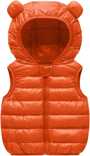Miniatura 4 de Chaleco sin mangas de invierno para bebé, con cremallera sólida, con capucha y orejas de oso, chaqueta para niños y niñas