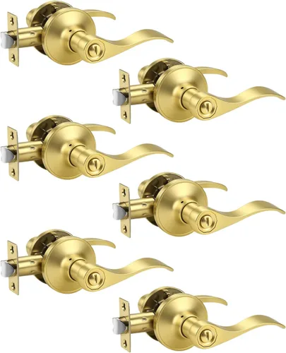 Miniatura 16 de KNOBWELL - Paquete de 2 pomos de puerta de bronce, manijas interiores para puerta de dormitorio y baño, manija de puerta de privacidad sin llave