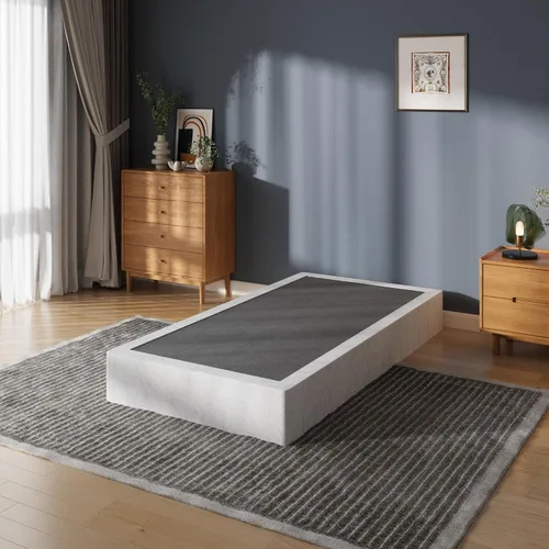 Miniatura 15 de Somier de 7 pulgadas para bases de cama matrimoniales, base de colchón de metal resistente con cubierta de tela, solo somier completo de perfil