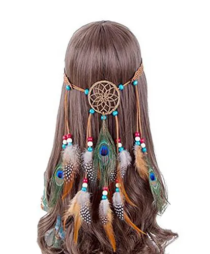 Miniatura 7 de Diadema con borlas bohemias para mujer, diadema de plumas hippie hecha a mano, tocado indio, diadema para el cabello, tocado, accesorios para el Café