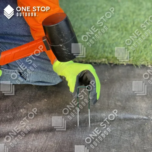 Miniatura 5 de Paquete de 50 estacas de jardín verdes de 6 pulgadas, grapas de paisaje, estaca de césped tipo U para césped artificial, pasador de césped a prueba