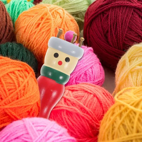Miniatura 7 de EXCEART Muñeca de tejer de madera con aguja DIY hilo de lana carrete de tejer para manualidades trenzadas, herramienta de punto de madera de mano