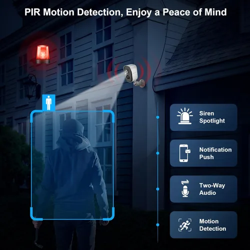 Miniatura 5 de Cámaras de seguridad inalámbricas para exteriores, cámara de interior alimentada por batería de 2K/cámara WiFi para seguridad del hogar