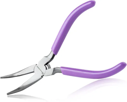Miniatura 8 de SPEEDWOX Alicates de Punta de Aguja Doblada con Mandíbula Dentada Mini Alicates de Punta Larga Doblados Alicates Removedores de Aguja Herramientas
