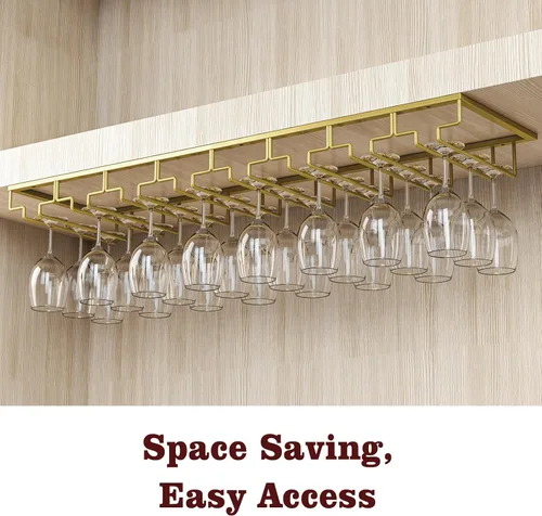 Miniatura 2 de Nuovoware Estante para copas de vino, soporte para copas de vino, 8 filas, color dorado profundo