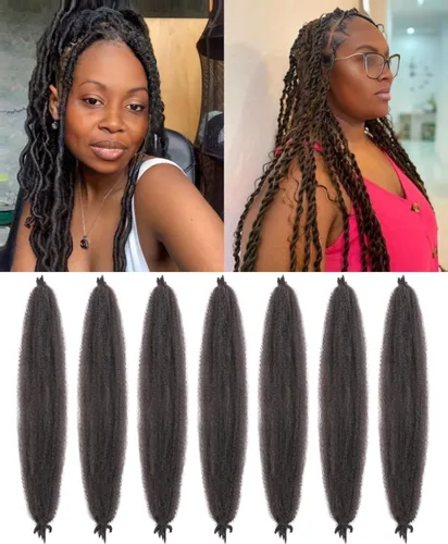 Miniatura 46 de 3 paquetes de cabello trenzado Marley Twist de 8 pulgadas, cabello afro twist elástico preseparado para rastas suaves de imitación, cabello