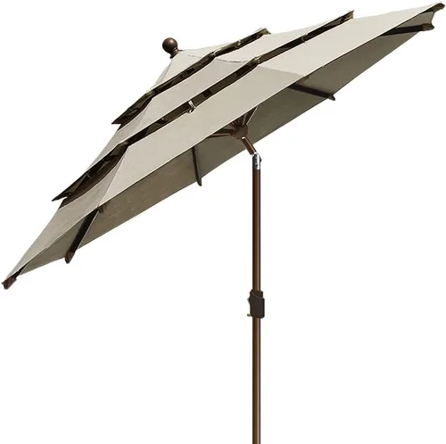 Miniatura 5 de EliteShade USA Sombrilla de Mercado de 10 Años Sin Decoloración de 9 Pies 3 Niveles Sombrilla de Patio Sombrilla de Mesa para Exteriores con Beige