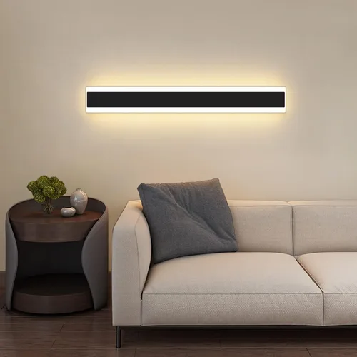 Miniatura 48 de Luz de pared exterior moderna de 47 pulgadas, accesorios de iluminación exterior de acrílico negro de 3000K, montaje en pared, luces de porche