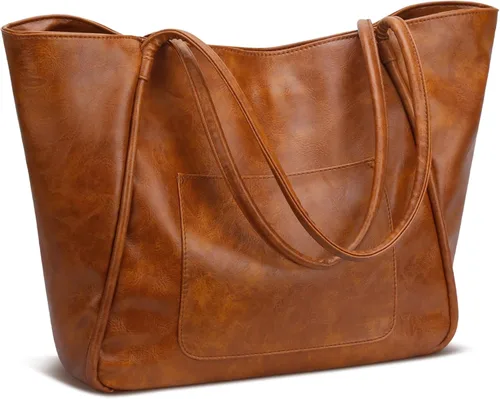 Miniatura 9 de Bolso grande de mano para mujer con cierre de trabajo, cartera de cuero para viajes y bolsos de KKXIU