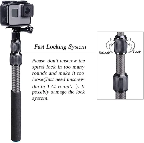 Miniatura 4 de Smatree Barra flotante desmontable extensible de fibra de carbono compatible con GoPro Hero 13/12/11/10/9/8/7/6/5/4/3 Plus/3/sesión/GoPro MAX/AKASO