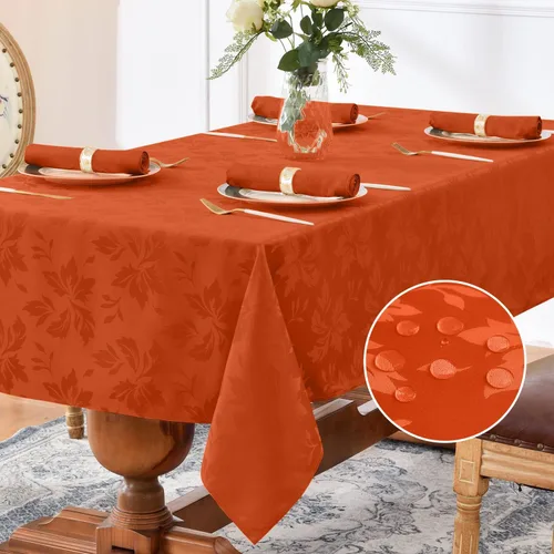 Miniatura 24 de Romanstile Mantel rectangular de jacquard de primavera, impermeable, diseño floral de damasco, manteles decorativos de tela pesada para cenas
